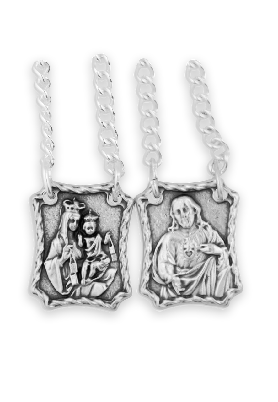 Metal Brown Scapular with Silver-Tone Chain