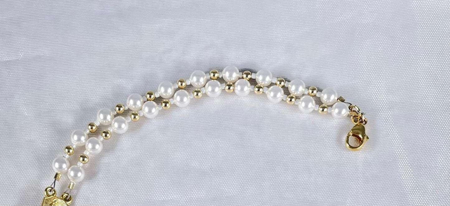 Serenity's Splendor: Swarovski Pearl Rosary Bracelet