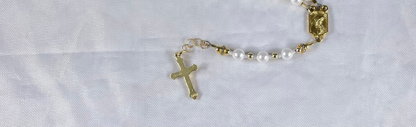 Serenity's Splendor: Swarovski Pearl Rosary Bracelet