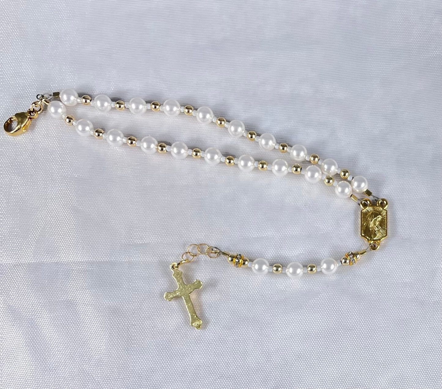 Serenity's Splendor: Swarovski Pearl Rosary Bracelet