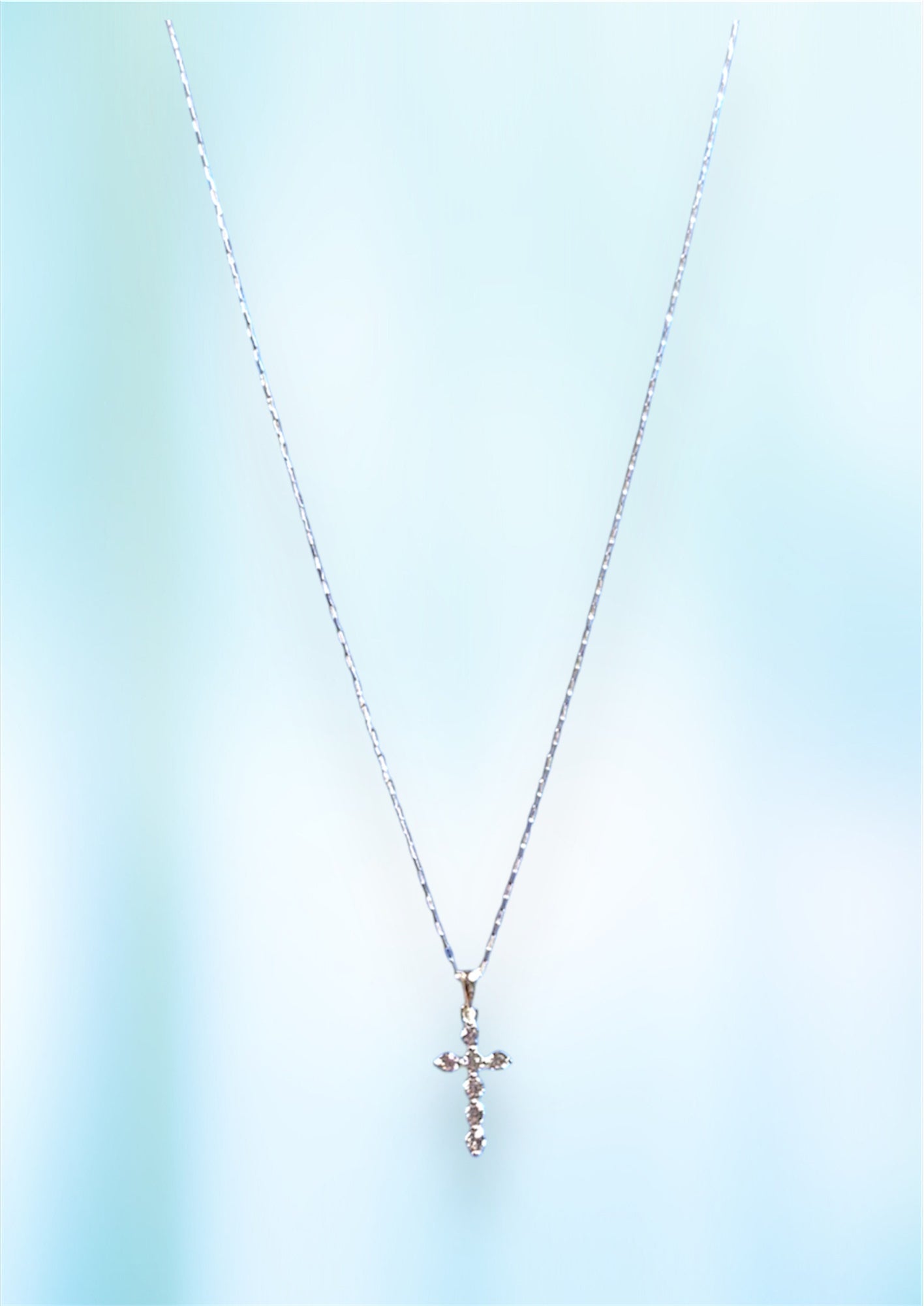 Sterling Silver Pave Cross Necklace