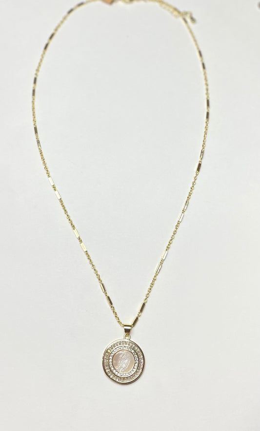 Our Lady of Guadalupe Mother of Pearl Necklace