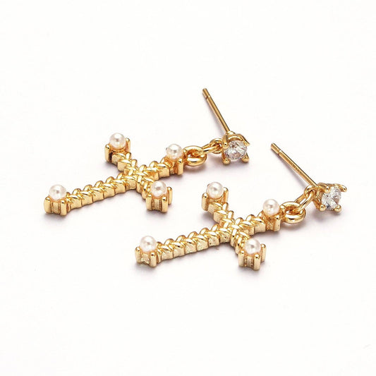 Gold Cross Stud Earring