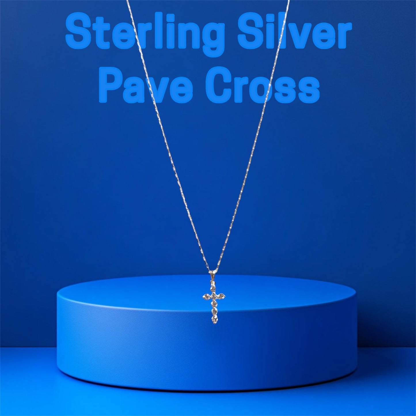 Sterling Silver Pave Cross Necklace