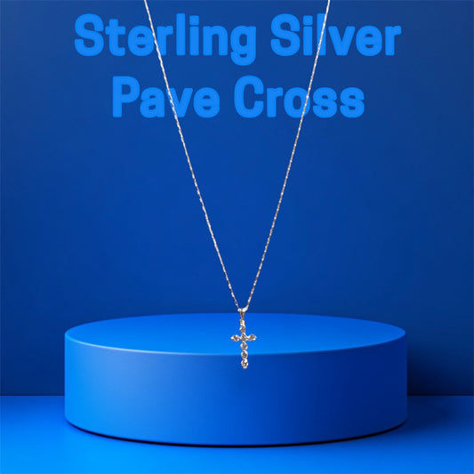 Sterling Silver Pave Cross Necklace
