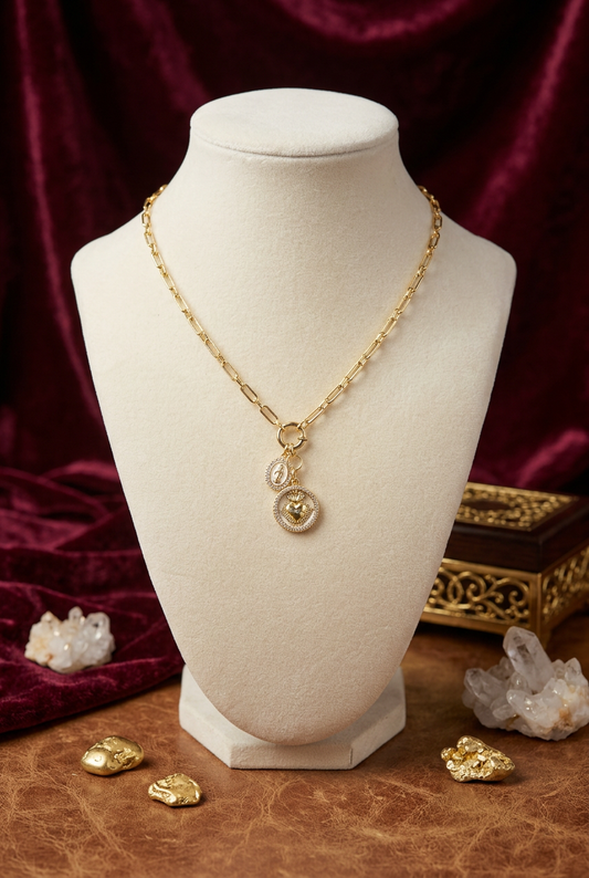 Sacred Heart & Mary Necklace