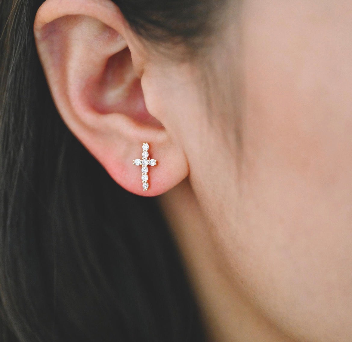 Gold Cross Earrings