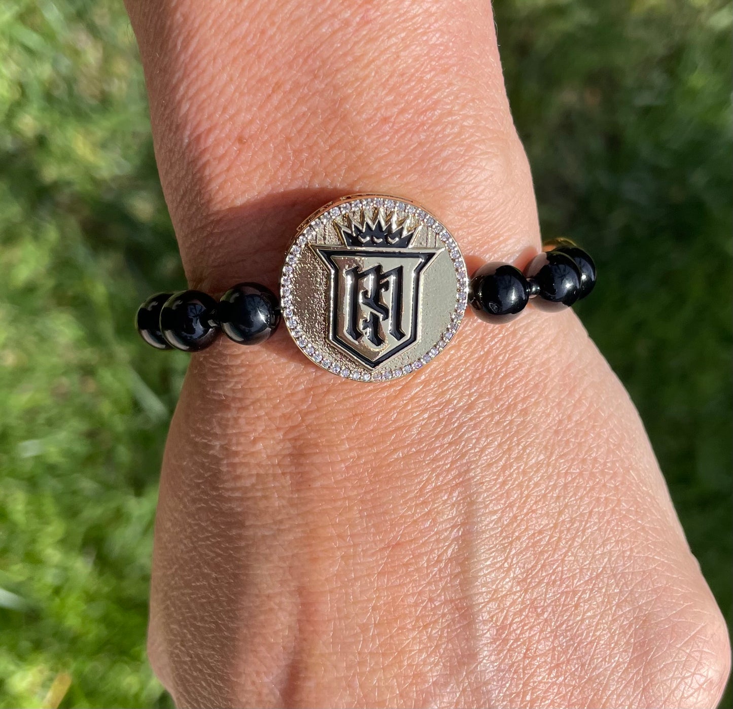 Servite Large Logo Onyx Bracelet