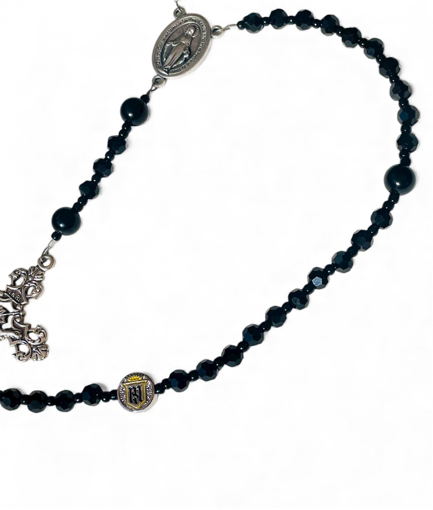 Servite Black Glass Rosary