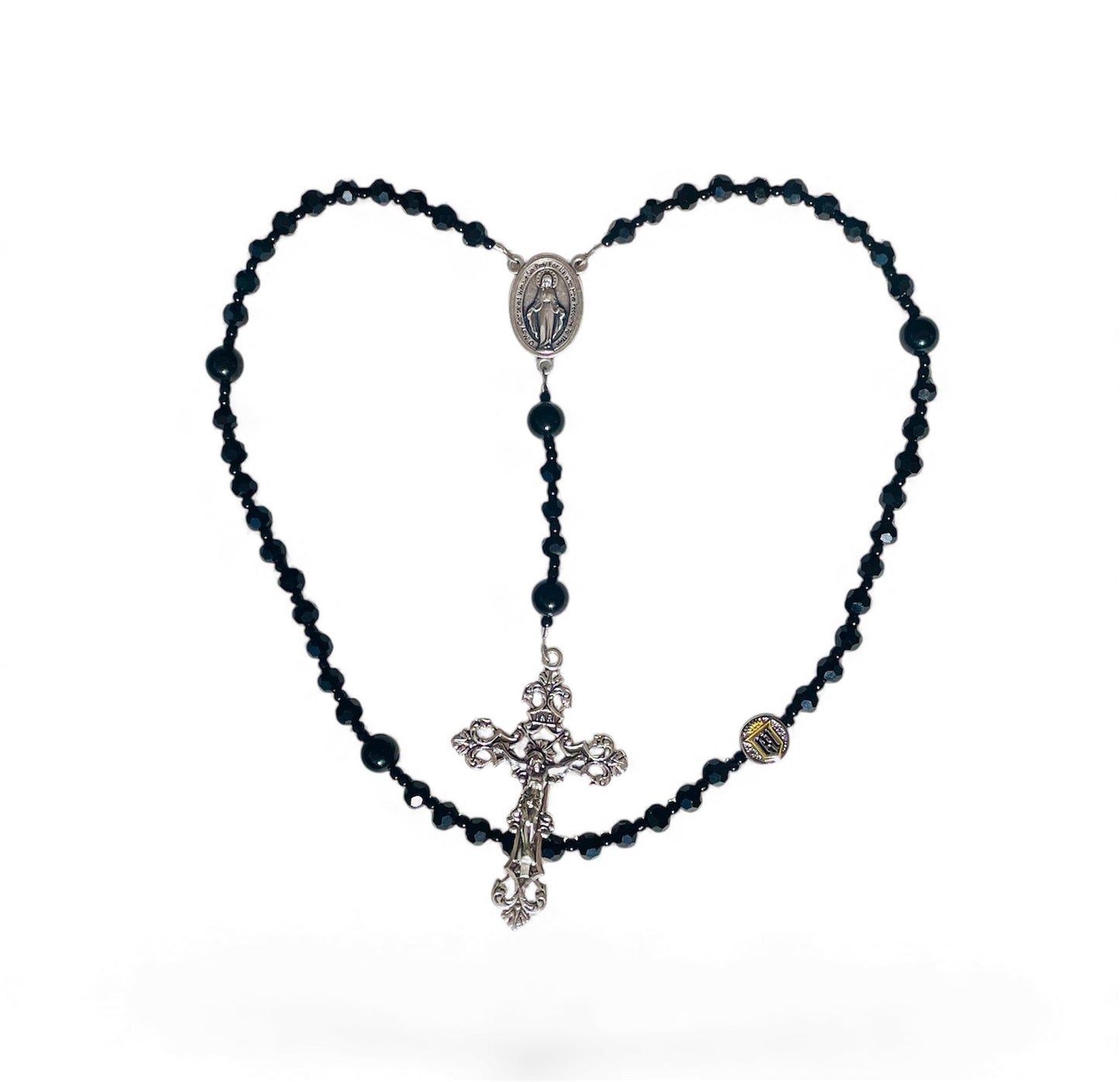 Servite Black Glass Rosary