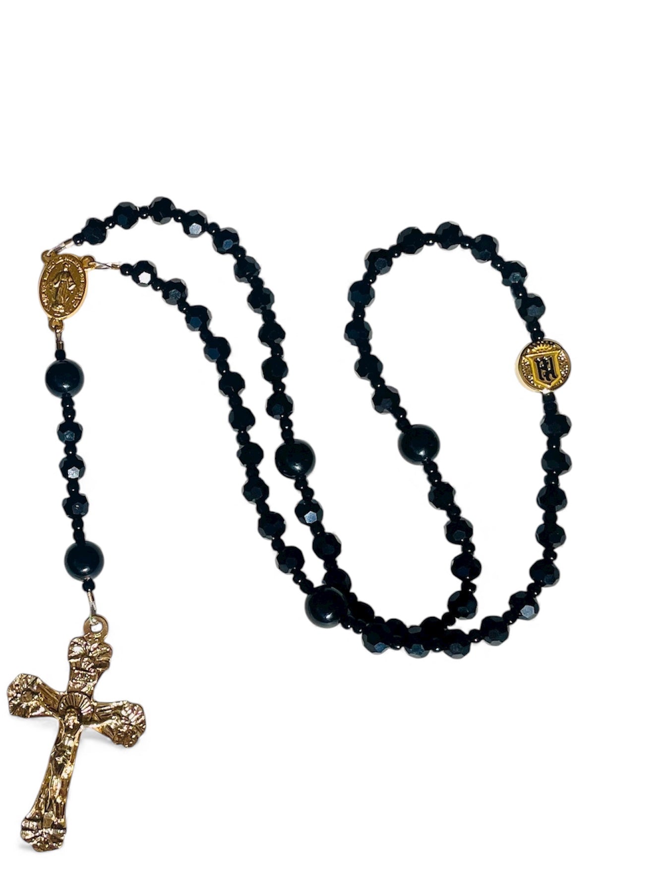 Servite Black Glass Rosary