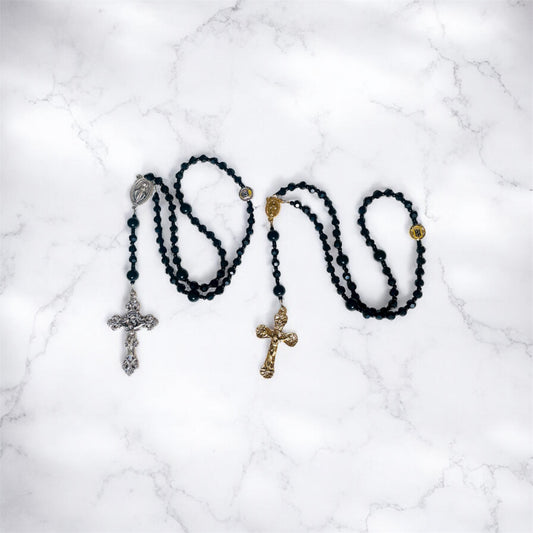 Servite Black Glass Rosary