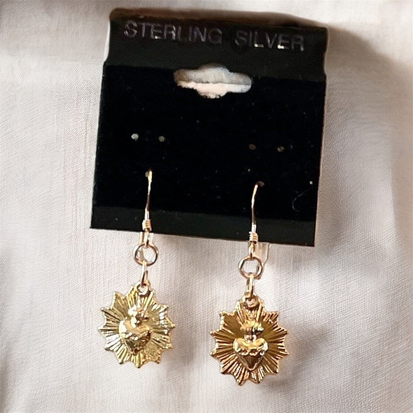 Hearts of Mercy – Gold-Filled Sacred Heart French Earrings