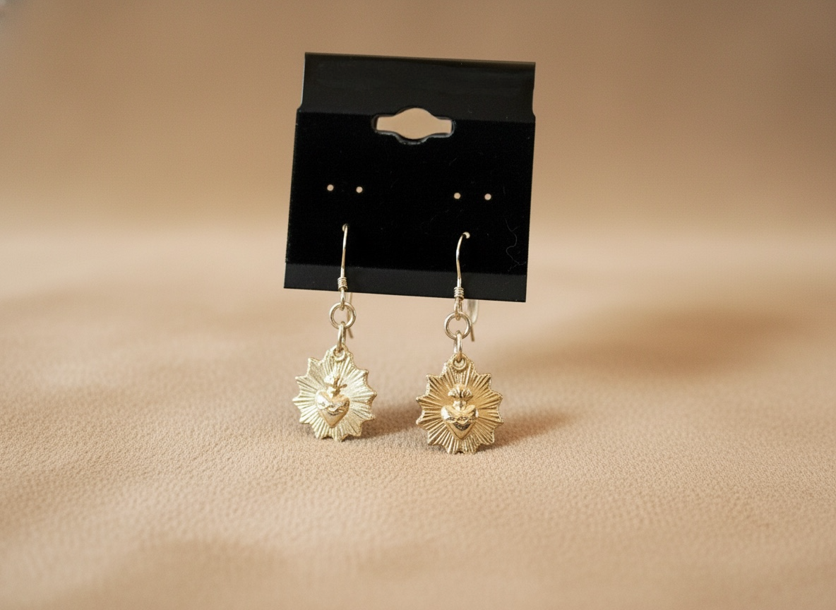 Hearts of Mercy – Gold-Filled Sacred Heart French Earrings