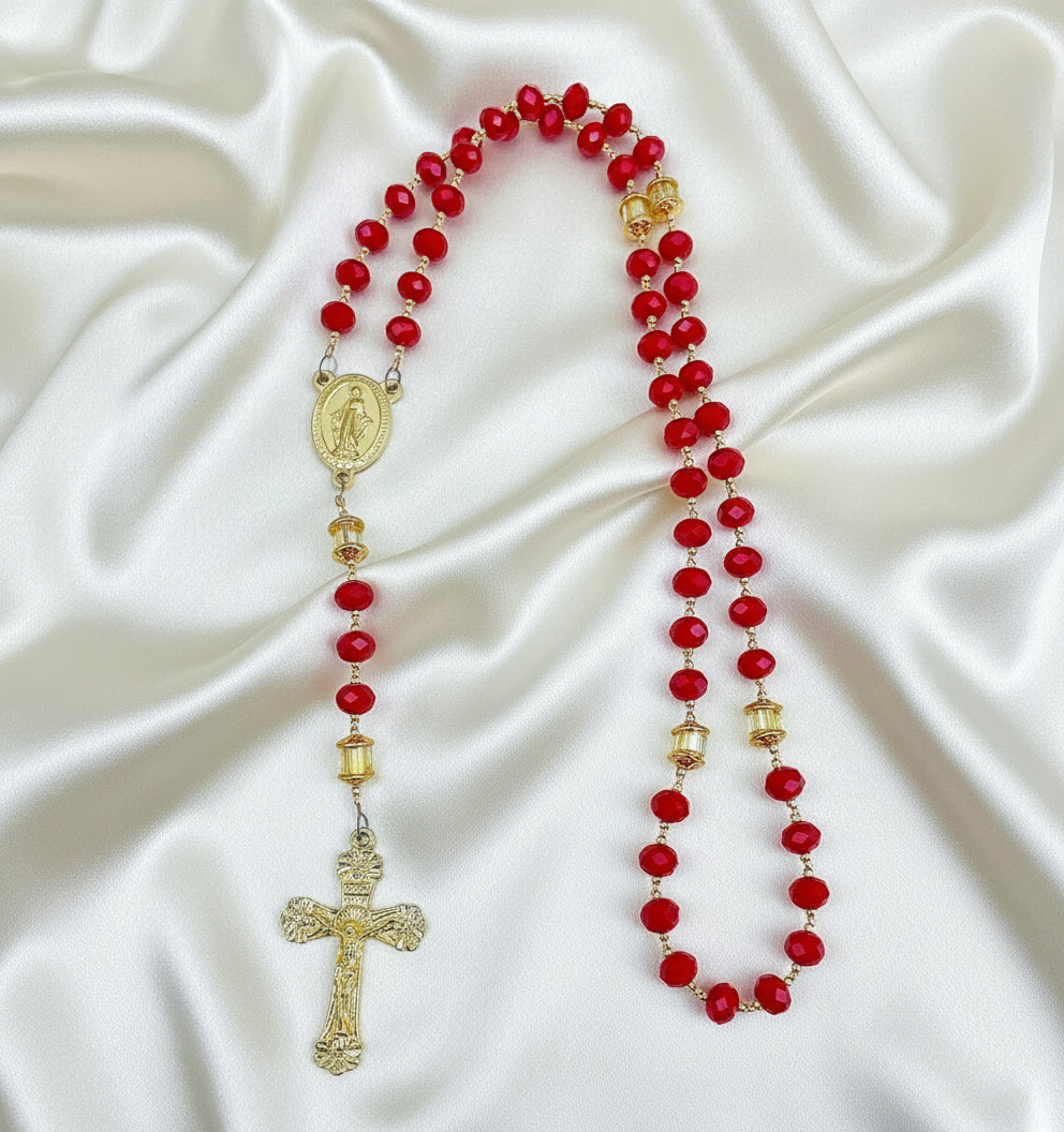 Divine Radiance Red & Gold Rosary