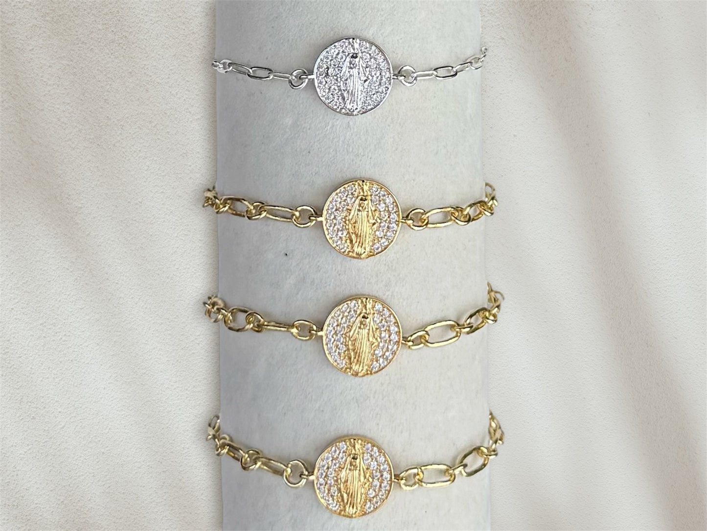 Pave Mary Charm Bracelet