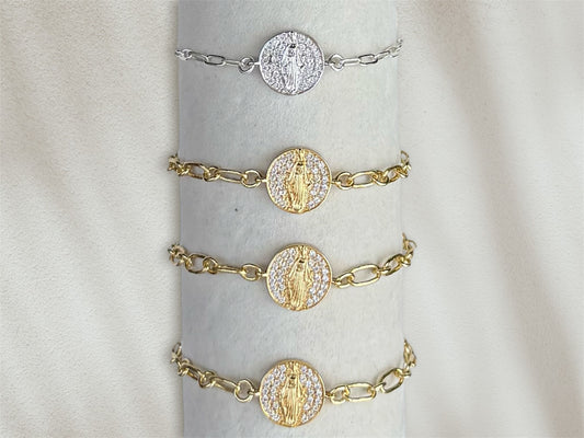 Pave Mary Charm Bracelet