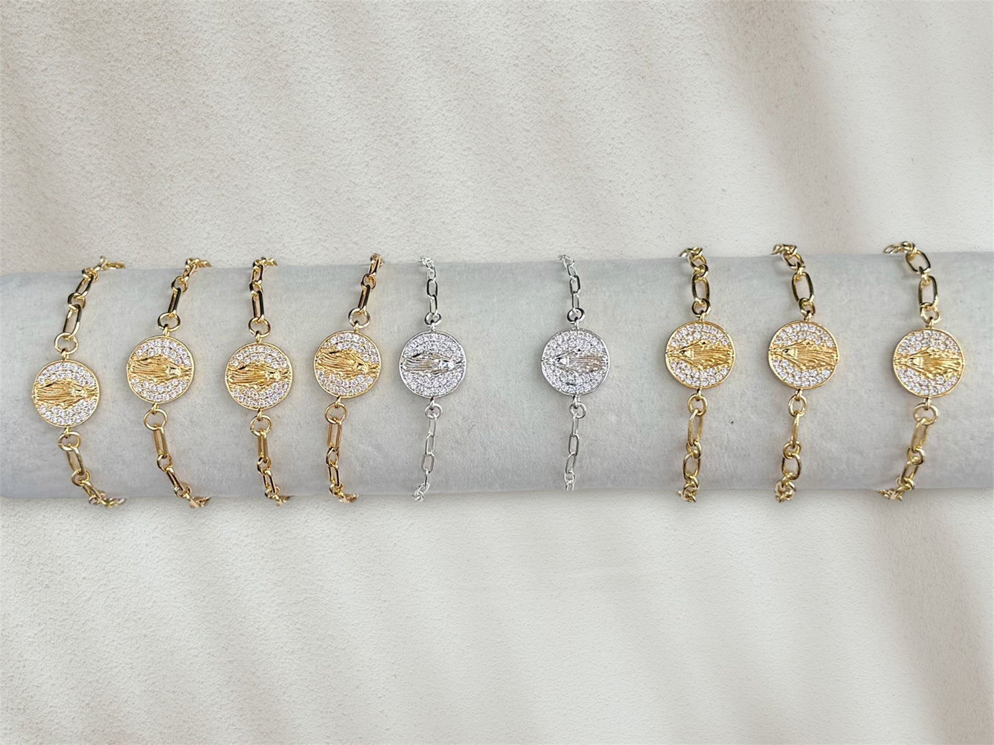 Pave Mary Charm Bracelet