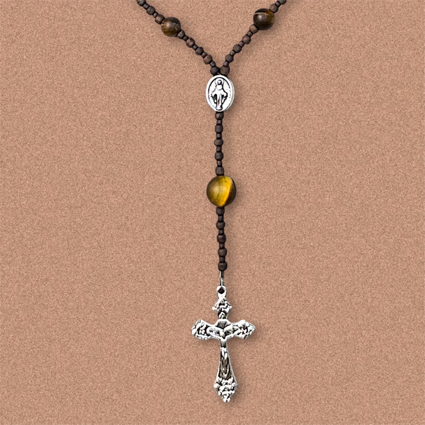 Tigers Eye Car Rosary