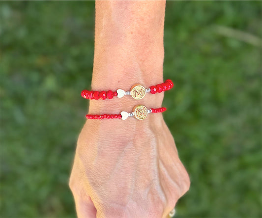 Red with Gold Heart MDHS Bracelet