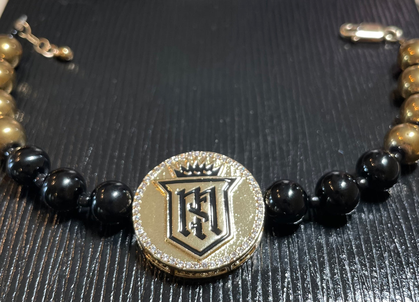 Servite Large Logo Onyx Bracelet