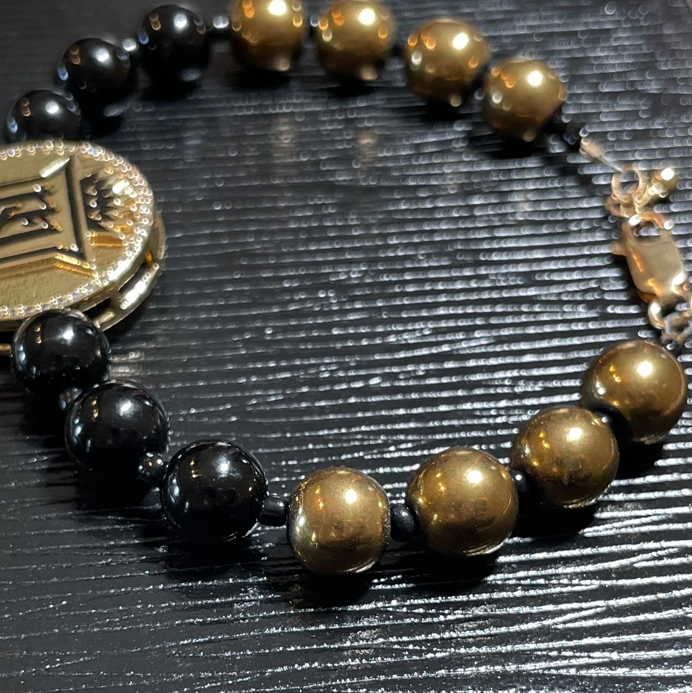 Servite Large Logo Onyx Bracelet